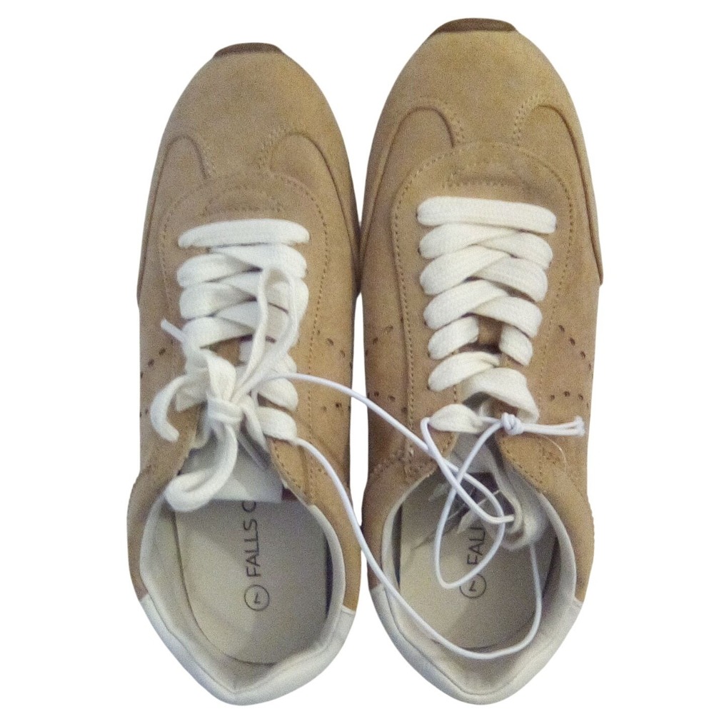 Falls Creek Womens Tan Faux Suede Memory Foam Sneakers Size 7 New - Picture 4 of 6